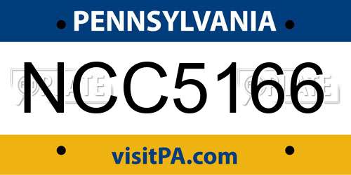 NCC5166 Pennsylvania License Plate