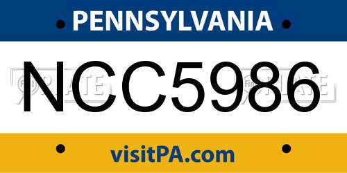 NCC5986 Pennsylvania License Plate