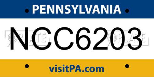 NCC6203 Pennsylvania License Plate