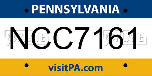 NCC7161 Pennsylvania License Plate