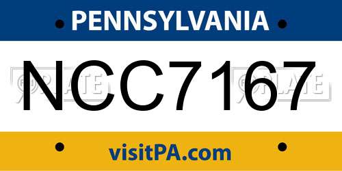 NCC7167 Pennsylvania License Plate