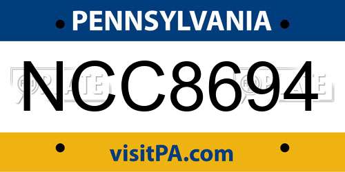 NCC8694 Pennsylvania License Plate