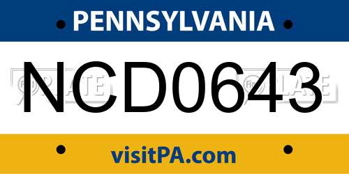 NCD0643 Pennsylvania License Plate