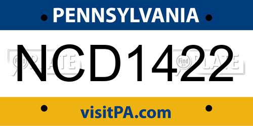 NCD1422 Pennsylvania License Plate
