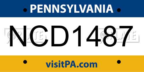 NCD1487 Pennsylvania License Plate