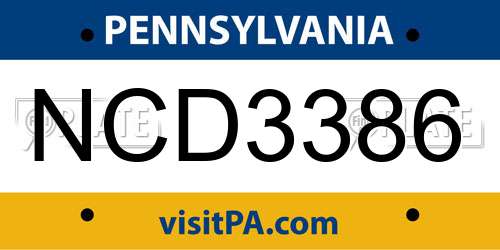 NCD3386 Pennsylvania License Plate