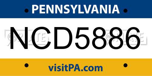 NCD5886 Pennsylvania License Plate
