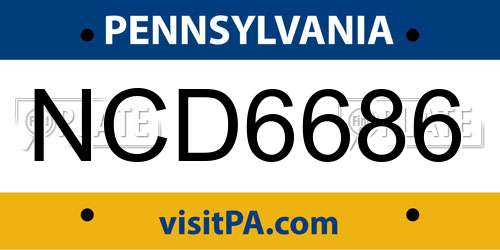 NCD6686 Pennsylvania License Plate
