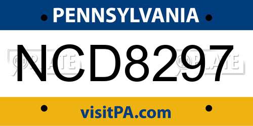 NCD8297 Pennsylvania License Plate