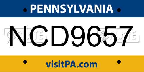 NCD9657 Pennsylvania License Plate