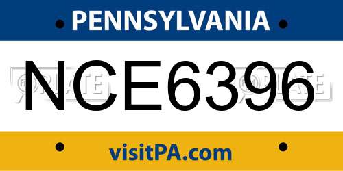 NCE6396 Pennsylvania License Plate