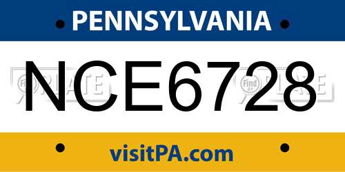 NCE6728 Pennsylvania License Plate