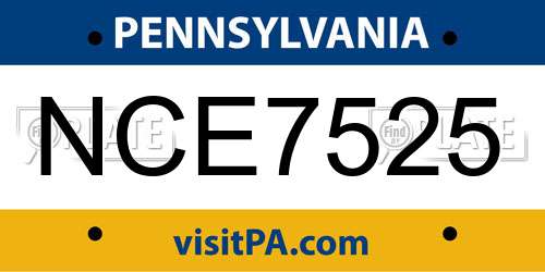 NCE7525 Pennsylvania License Plate