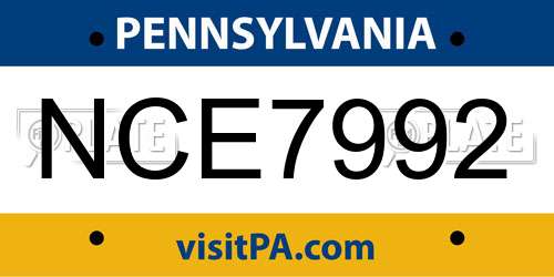 NCE7992 Pennsylvania License Plate