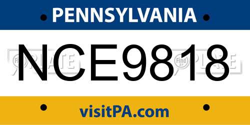 NCE9818 Pennsylvania License Plate