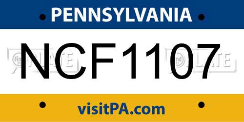 NCF1107 Pennsylvania License Plate