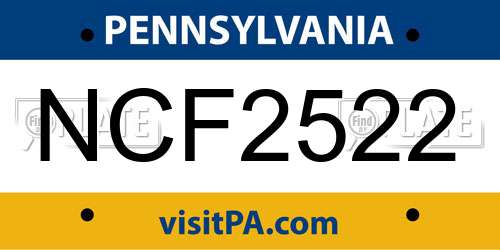 NCF2522 Pennsylvania License Plate
