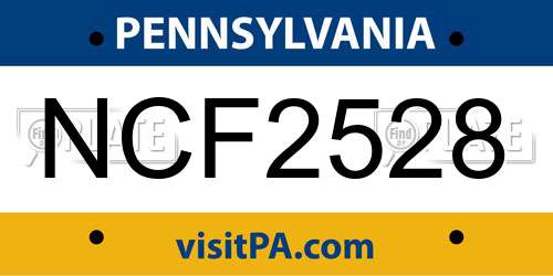 NCF2528 Pennsylvania License Plate