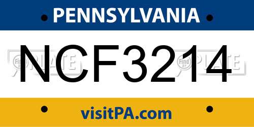 NCF3214 Pennsylvania License Plate