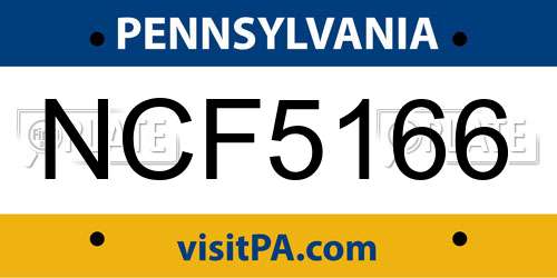 NCF5166 Pennsylvania License Plate