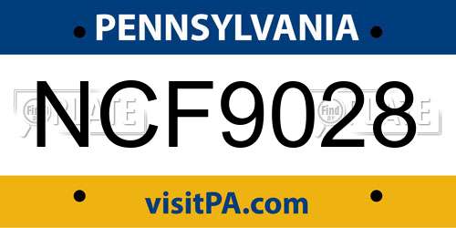NCF9028 Pennsylvania License Plate