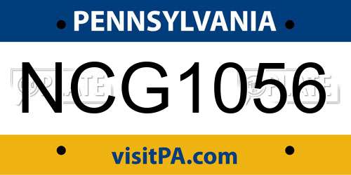 NCG1056 Pennsylvania License Plate
