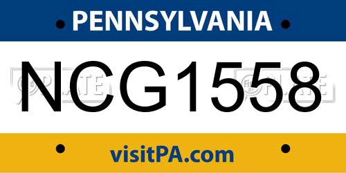 NCG1558 Pennsylvania License Plate