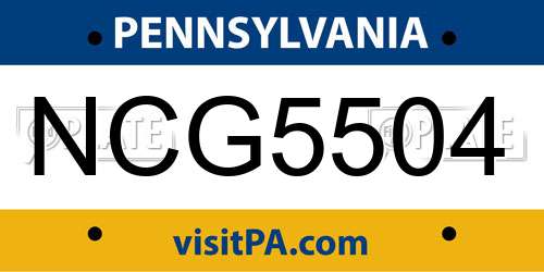 NCG5504 Pennsylvania License Plate