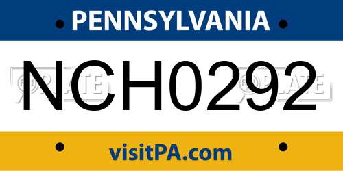 NCH0292 Pennsylvania License Plate