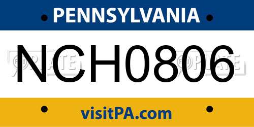 NCH0806 Pennsylvania License Plate