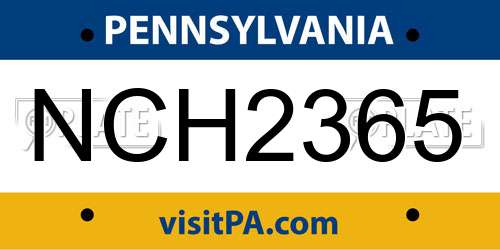 NCH2365 Pennsylvania License Plate