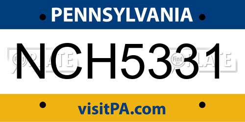 NCH5331 Pennsylvania License Plate