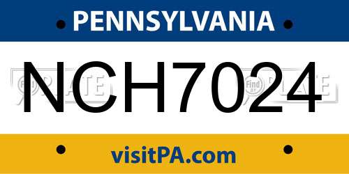 NCH7024 Pennsylvania License Plate