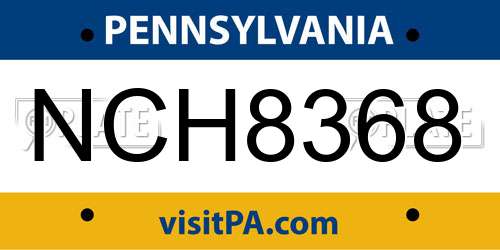 NCH8368 Pennsylvania License Plate