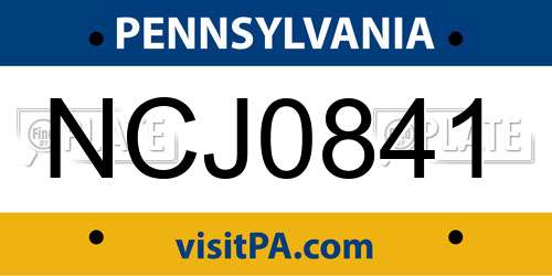 NCJ0841 Pennsylvania License Plate