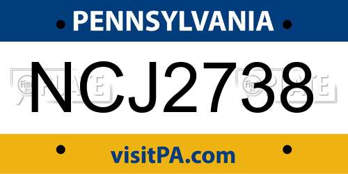 NCJ2738 Pennsylvania License Plate