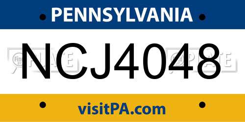 NCJ4048 Pennsylvania License Plate