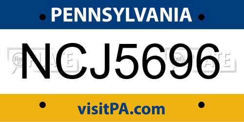 NCJ5696 Pennsylvania License Plate