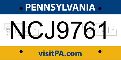 NCJ9761 Pennsylvania License Plate