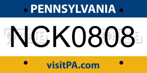 NCK0808 Pennsylvania License Plate