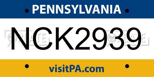 NCK2939 Pennsylvania License Plate