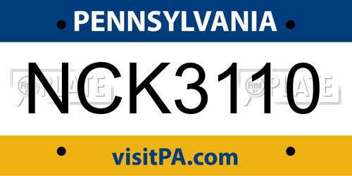 NCK3110 Pennsylvania License Plate