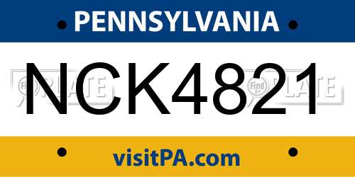 NCK4821 Pennsylvania License Plate