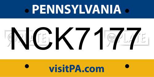NCK7177 Pennsylvania License Plate
