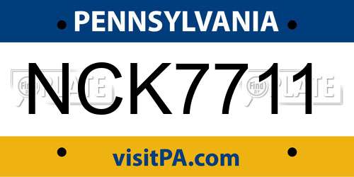 NCK7711 Pennsylvania License Plate