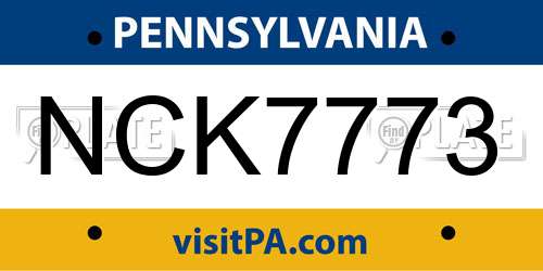 NCK7773 Pennsylvania License Plate