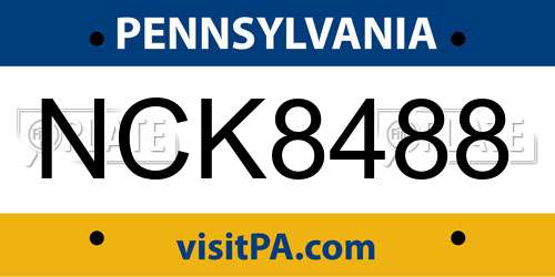 NCK8488 Pennsylvania License Plate
