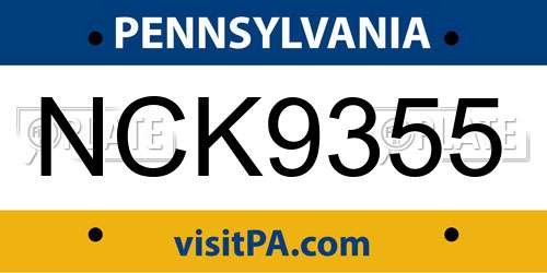 NCK9355 Pennsylvania License Plate