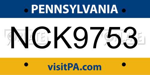 NCK9753 Pennsylvania License Plate