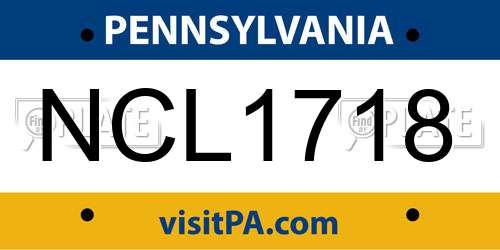 NCL1718 Pennsylvania License Plate
